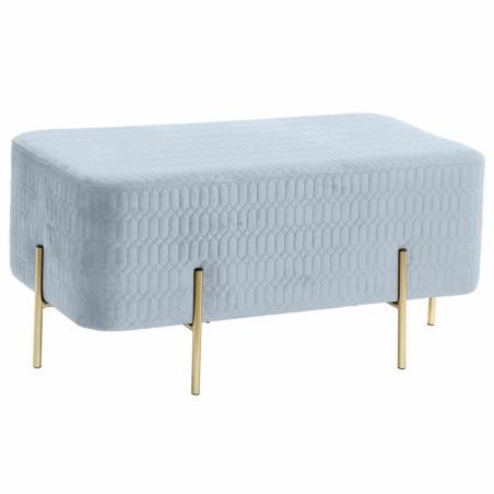 Banqueta DKD Home Decor   Dorado Metal Poliéster Azul cielo Esponja (91 x 46,5 x 42 cm)