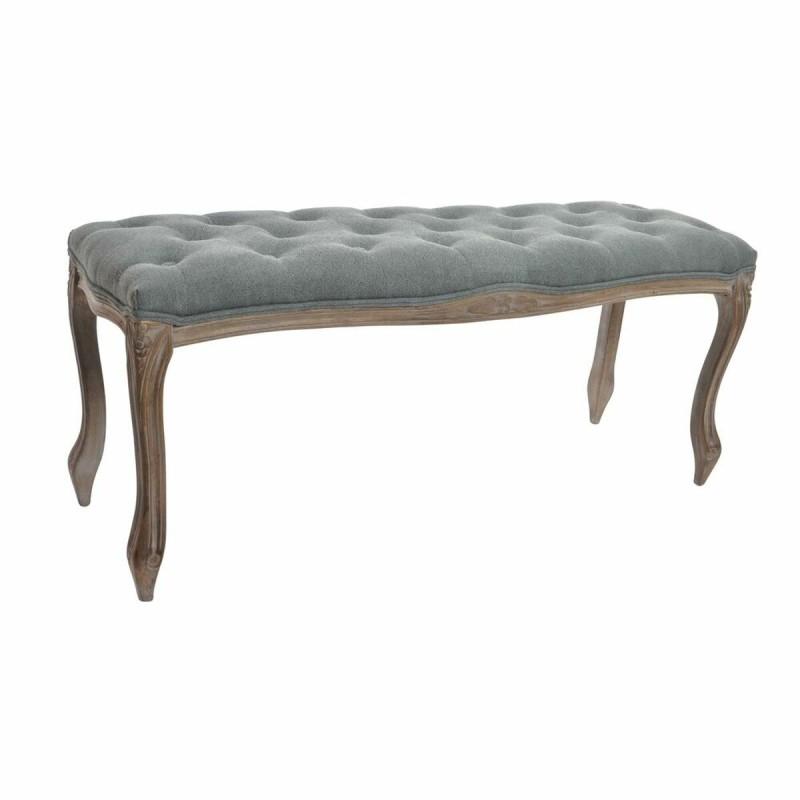 Banqueta DKD Home Decor   Gris Natural Madera Poliéster Gris oscuro (112 x 36 x 48 cm)