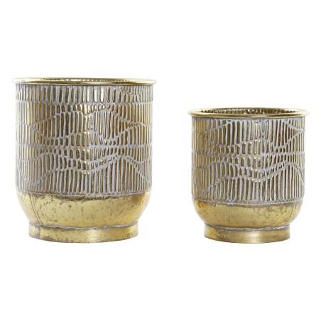 Macetero DKD Home Decor Dorado Metal (2 pcs) (28 x 28 x 30 cm)