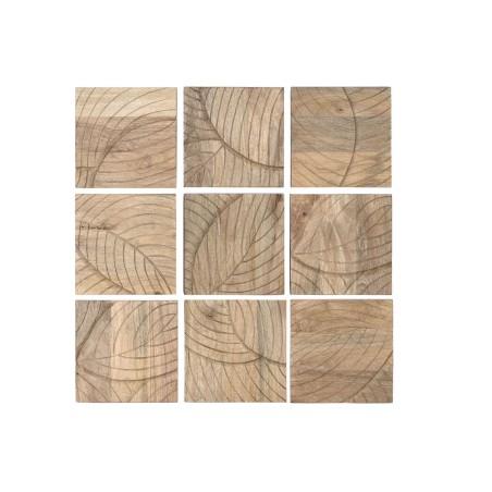 Decoración de Pared Home ESPRIT Natural Moderno Hoja de planta 90 x 3 x 90 cm (9 Piezas)