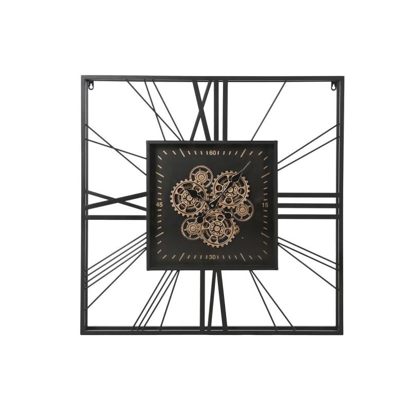 Reloj de Pared Home ESPRIT Negro Dorado Metal Cristal 80 x 8 x 80 cm