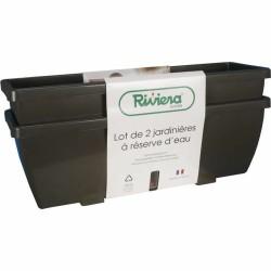 Maceta Riss RIV3580796587765 Gris Resina Rectangular (2 Unidades)