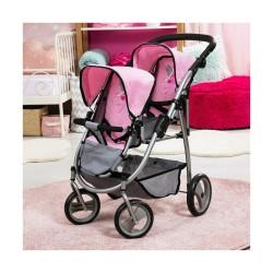 Carrito para Muñecas Reig Gris Rosa Gemelar