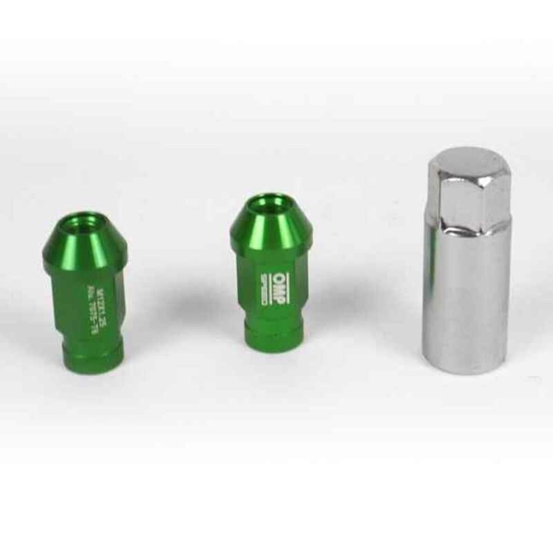 Set Tuercas OMP 7075 40 mm M12 x 1,50 20 uds Verde