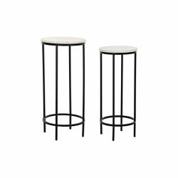 Juego de 2 Mesitas DKD Home Decor Blanco Negro 30,5 x 30,5 x 69 cm