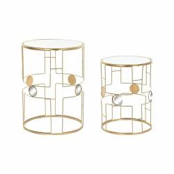 Juego de 2 Mesitas DKD Home Decor Dorado 40 x 40 x 54,5 cm