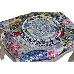 Banqueta DKD Home Decor   Abeto Poliéster Multicolor (58 x 47,5 x 41 cm)