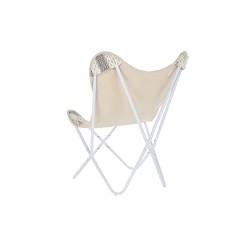 Silla de Jardín DKD Home Decor Gris Algodón Blanco Hierro (74 x 65 x 90 cm)