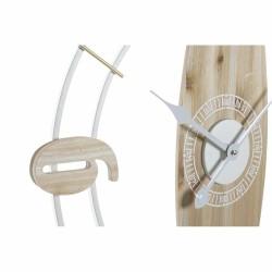 Reloj de Pared DKD Home Decor 61 x 4,5 x 66 cm Natural Blanco Hierro Madera MDF (2 Unidades)