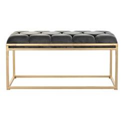 Banqueta DKD Home Decor   Dorado Gris oscuro Poliéster Metal 100 x 40 x 50 cm