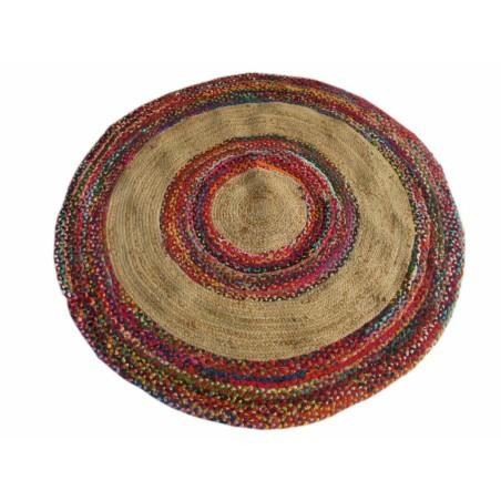 Alfombra DKD Home Decor Poliéster Algodón Multicolor Jute (160 x 160 x 0,7 cm)