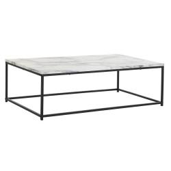 Mesa de Centro DKD Home Decor Blanco Negro Metal Madera MDF 110 x 60 x 34 cm