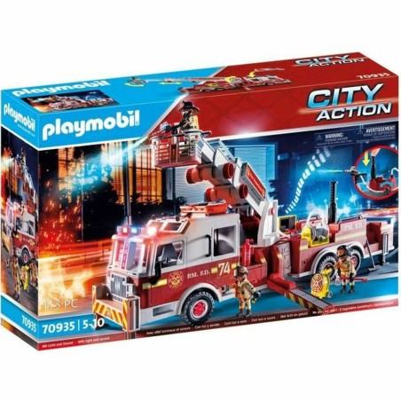 Playset de Vehículos   Playmobil Fire Truck with Ladder 70935         113 Piezas  