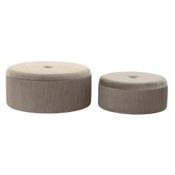 Reposapiés DKD Home Decor 70 x 70 x 32 cm 70 x 70 x 28 cm Terciopelo Gris claro Madera MDF