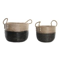 Juego de Cestas DKD Home Decor Natural Gris Hierba marina (41 x 25 x 42 cm) (2 Piezas)