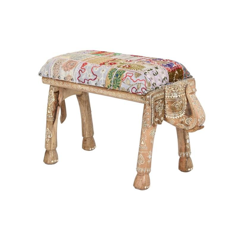 Banqueta DKD Home Decor Elefante Multicolor Madera de mango 65 x 31,7 x 38 cm