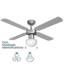 Ventilador de Techo con Luz EDM 33801 Caribe Plateado 50 W