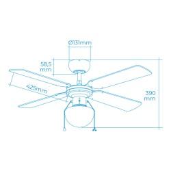 Ventilador de Techo con Luz EDM 33801 Caribe Plateado 50 W