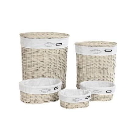 Juego de Cestos DKD Home Decor Beige Mimbre 51 x 37 x 56 cm 52 x 38 x 56 cm (5 Piezas)