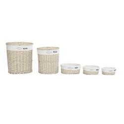 Juego de Cestos DKD Home Decor Beige Mimbre 51 x 37 x 56 cm 52 x 38 x 56 cm (5 Piezas)