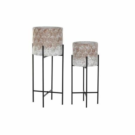 Set de Maceteros DKD Home Decor Desgastado 32,5 x 32,5 x 76,5 cm Metal (2 Unidades)