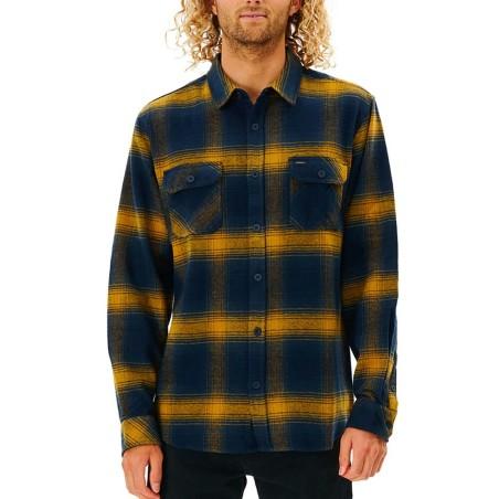 Camisa de Manga Larga Hombre Rip Curl Count Amarillo Azul Franela