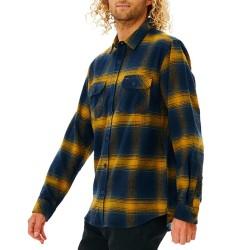 Camisa de Manga Larga Hombre Rip Curl Count Amarillo Azul Franela