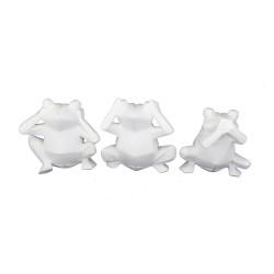 Figura Decorativa DKD Home Decor 18,5 x 13 x 17,8 cm Blanco Rana (3 Unidades)