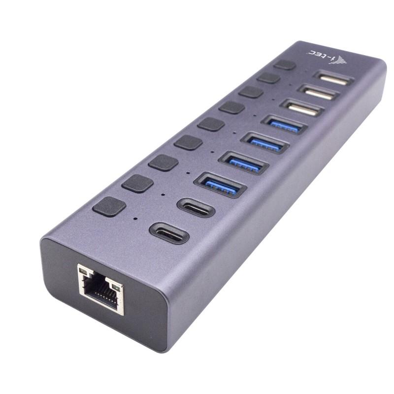 Hub USB i-Tec CACHARGEHUB9LAN Gris