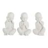 Figura Decorativa DKD Home Decor 24 x 22 x 39 cm Blanco Monje Oriental (3 Piezas)