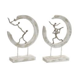 Figura Decorativa DKD Home Decor 32,5 x 10 x 47 cm Plateado Blanco Bailarina Ballet Moderno Decapé (2 Unidades)