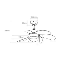 Ventilador de Techo con Luz EDM 33985 Aral Blanco 50 W