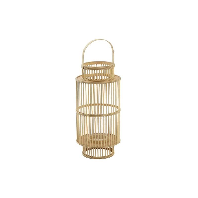 Portavelas DKD Home Decor Cristal Bambú (26 x 26 x 69 cm)