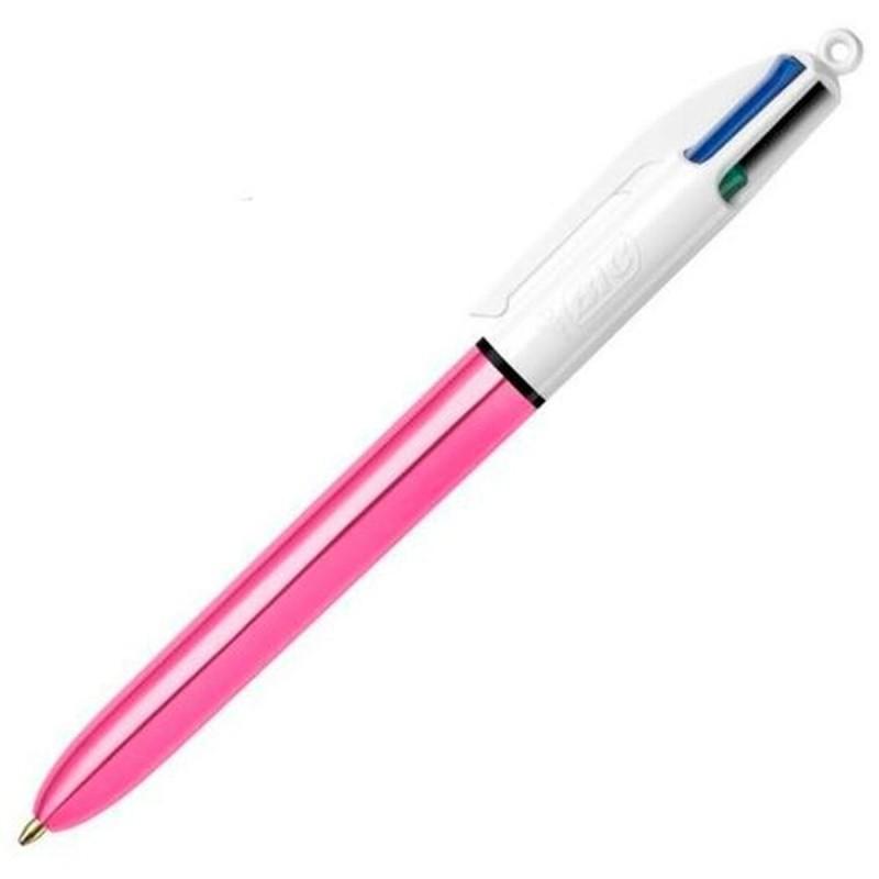 Bolígrafo Bic Shine Silver Blanco Rosa (12 Piezas)