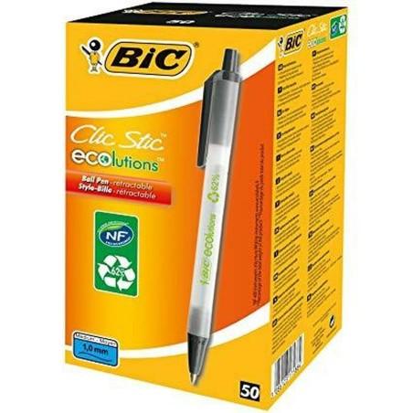 Boligrafo de tinta líquida Bic Clic Stic Negro 0,32 mm (50 Piezas)