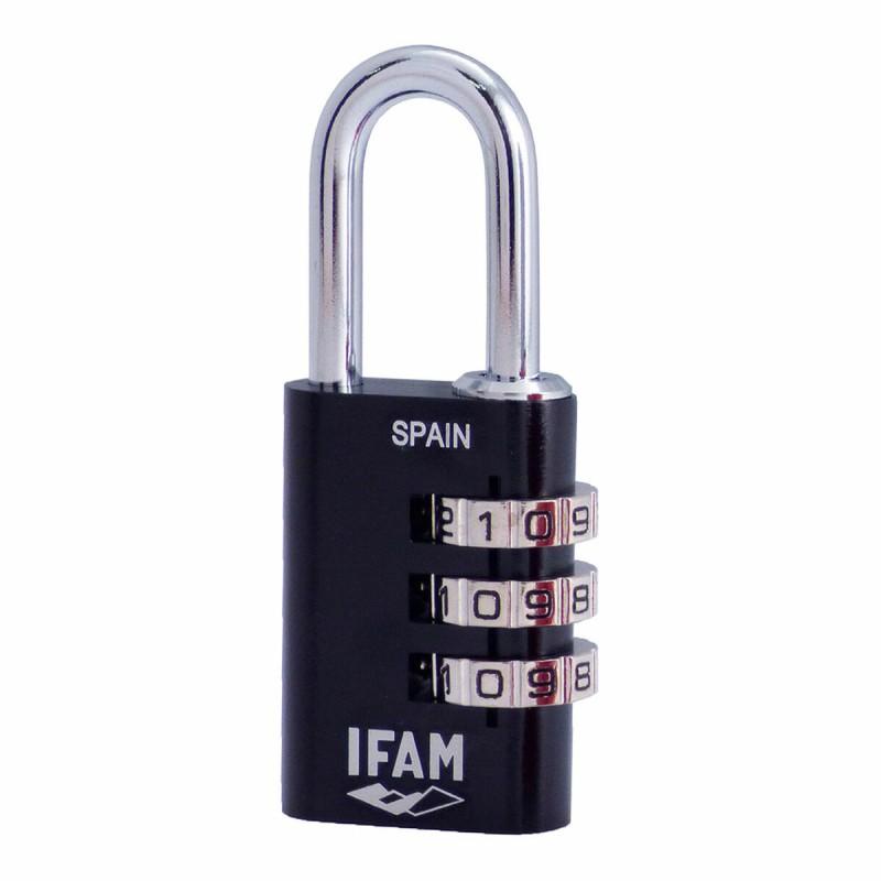 Candado de combinación IFAM Combi30 Negro Aluminio Acero cromado (3 cm)