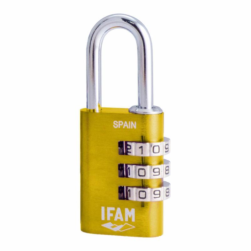 Candado de combinación IFAM Combi30 Amarillo Aluminio