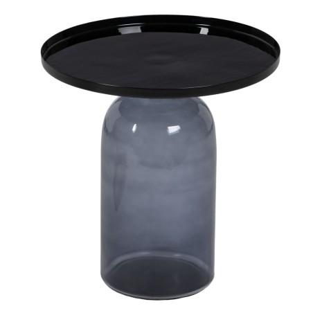 Mesa auxiliar 45 x 45 x 47 cm Cristal Negro Gris Metal