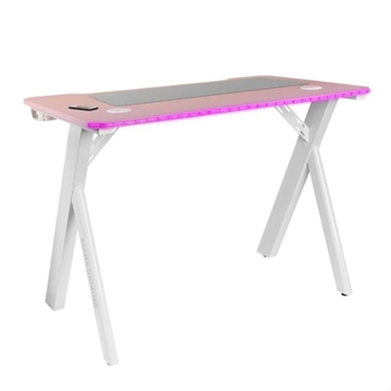 Mesa de Escritorio Mars Gaming MGD100RGBP Blanco Rosa Acero 100 x 60 cm