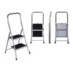 Escalera plegable de 2 peldaños Krause 130860 Gris Plateado Negro/Azul Aluminio