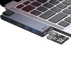 Hub USB Baseus CAHUB-L0G Gris Negro/Plateado