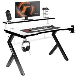 Mesa de Escritorio Gaming Huzaro HZ-Hero 5.0 White Blanco Negro Fibra de carbono 120 x 60 cm