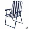 Silla Plegable Aktive A rayas Blanco Azul marino 43 x 85 x 47 cm (4 Unidades)