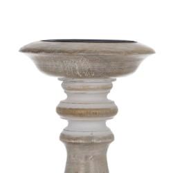 Candelabro Blanco Natural Hierro Madera de mango 14 x 14 x 38 cm