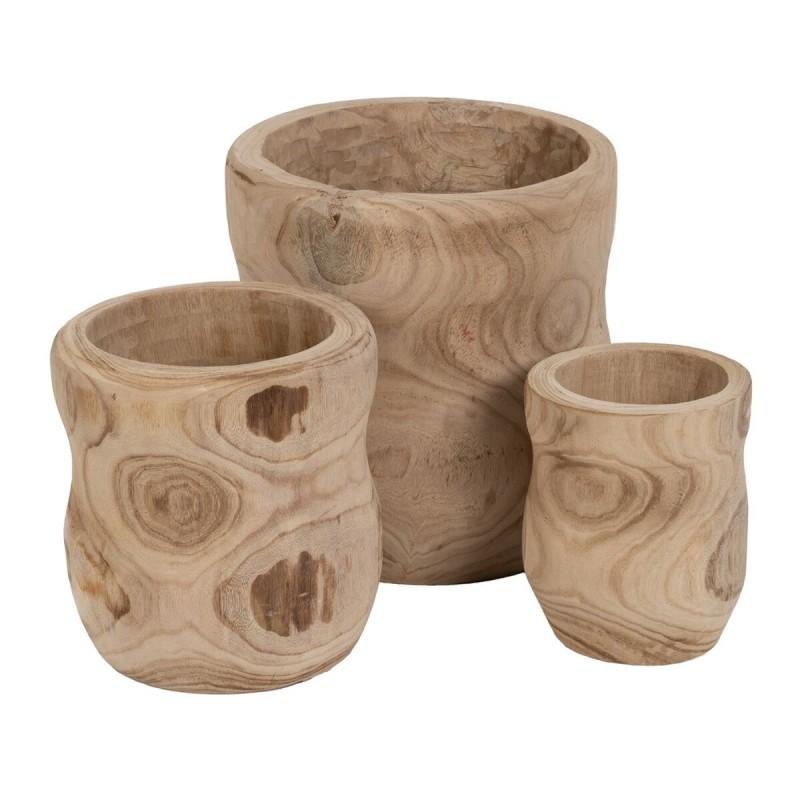 Set de Maceteros Natural Madera de Paulonia 44 x 44 x 46 cm (3 Unidades)