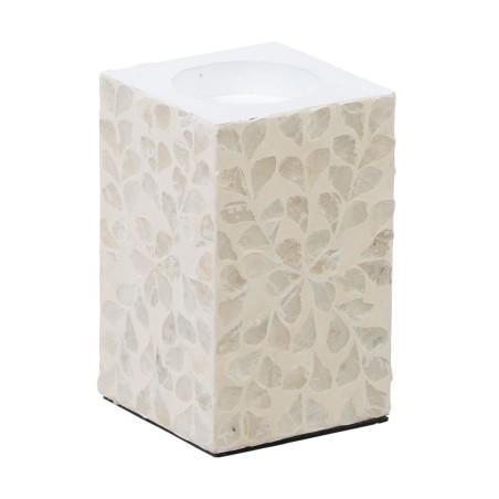 Portavelas Beige Nácar Madera MDF 10,5 x 10,5 x 16 cm