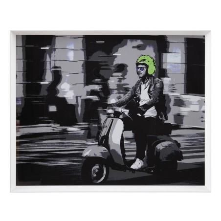 Cuadro Blanco Negro Verde Vespa 103 x 6 x 83 cm