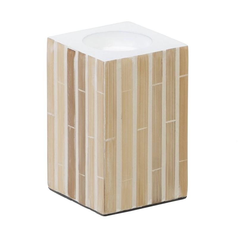 Portavelas Beige Bambú Madera MDF 10,5 x 10,5 x 16 cm