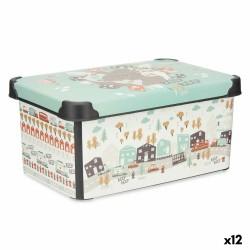 Caja de Almacenaje con Tapa Infantil Carretera Plástico 10 L 23 x 16,5 x 35 cm (12 Unidades)