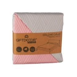 Colcha Reversible 240 x 260 cm Gris Rosa (6 Unidades)